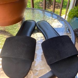 Never worn black suede sandals